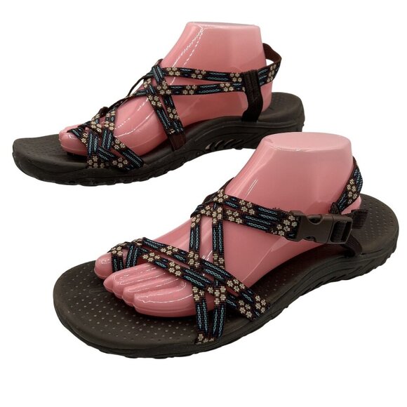 Skechers Womens10.5 Reggae Strappy Slingback Sandal Comfort Cushion Soles Hiking - Picture 1 of 12